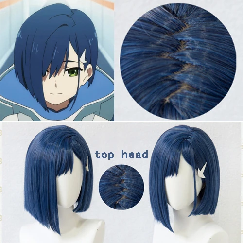 Аниме дорогой в FRANXX ICHIGO 15 код 015 косплей синий короткий парик синтетические