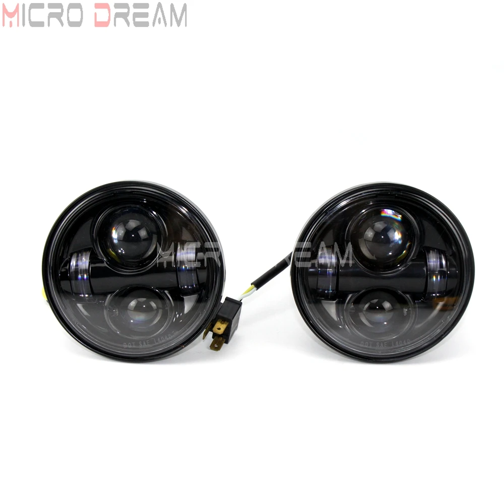DOT Motorcycle 4.65 inch Headlight LED High Low Beam Headlamp for Harley Dyna Fat Bob 2008-2016 Daytime Running Head Lights | Автомобили и