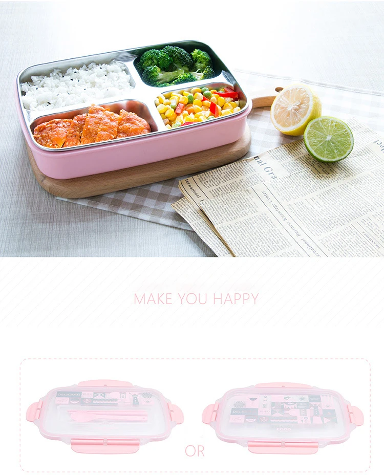 ONEUP Ланч-бокс из нержавеющей стали Bento box экологичный 1200 мл мультяшный Теплоизоляционный контейнер для хранения еды школьный офис