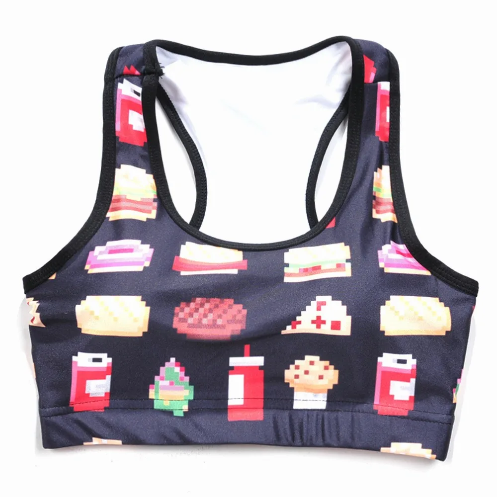 Женский короткий жилет для фитнеса с принтом в виде Пиксельной еды беспроводное