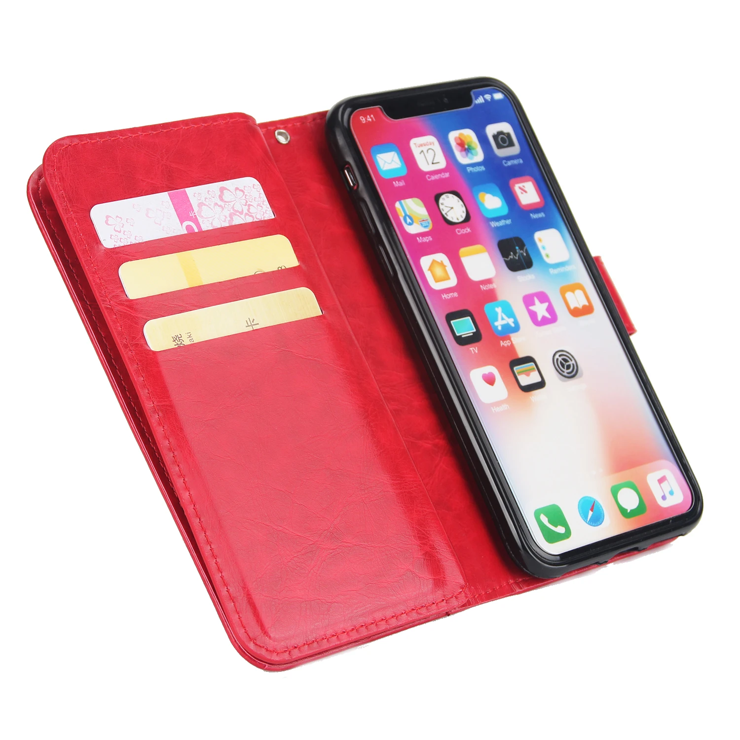 IMIDO Роскошный кожаный чехол для телефона iPhone XS MAX Nine Card Wallet откидная стент задняя