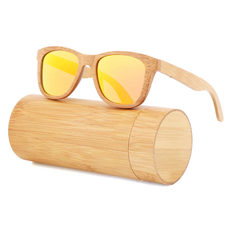 Yellow BambooBox Модная световая коробка бамбуковые деревянные поляризованные солнцезащитные очки для мальчиков и девочек ручной работы деревянные бамбуковые солнцезащитные очки синий/зеленый/желтый - Цвет линз: Yellow BambooBox