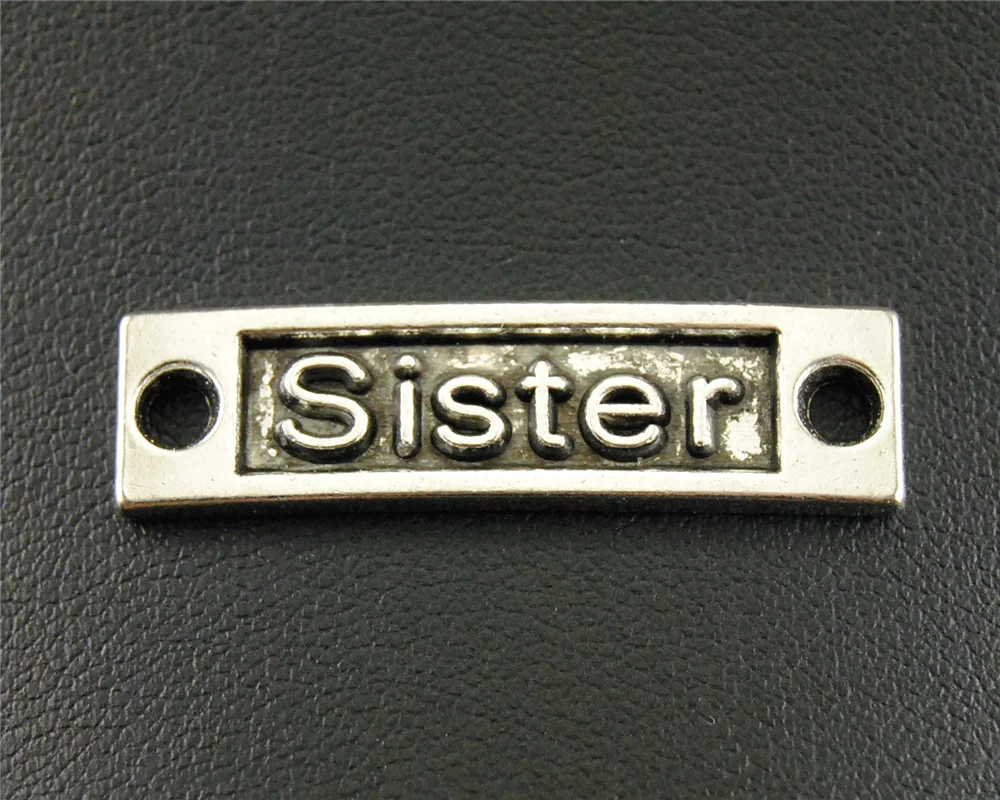 Очаровательные браслеты и ожерелья с надписью SISTER A529 5 шт. серебристого цвета