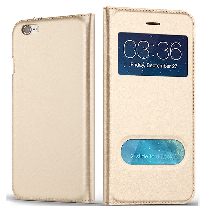 Роскошный чехол-книжка с открытым окошком для iPhone 6 чехол 7 8 6S Plus X 5 5S SE из