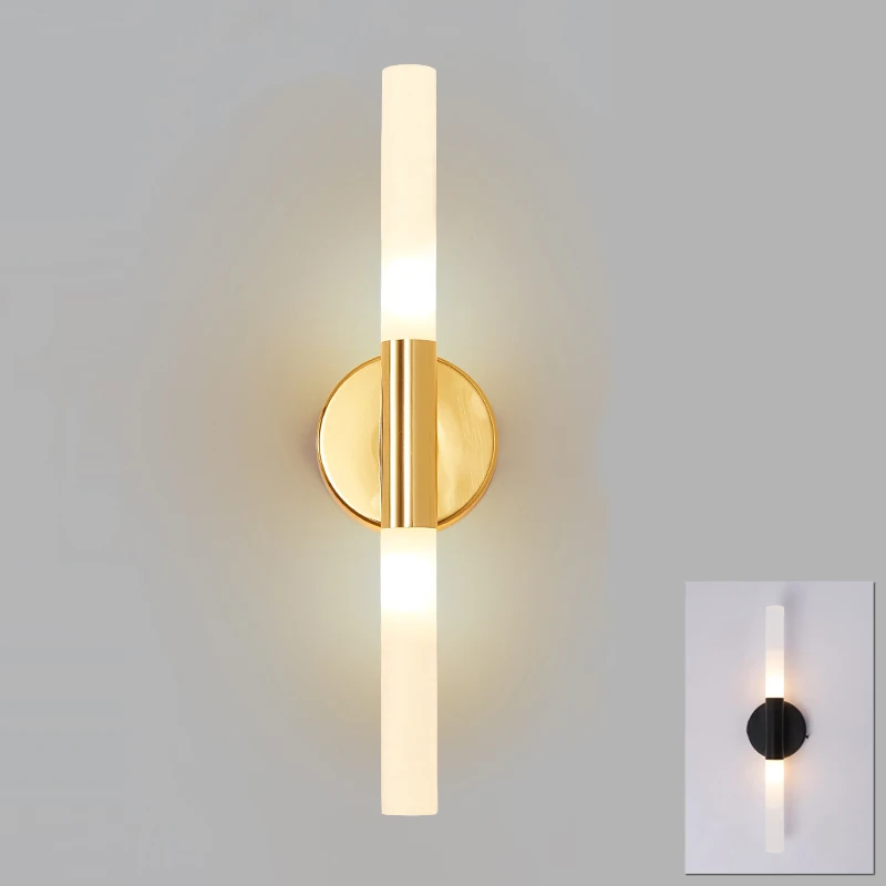 

Modern metal tube pipe up down LED wall lamp light sconce Bedroom foyer washroom living room toilet bathroom wall light lamp LED
