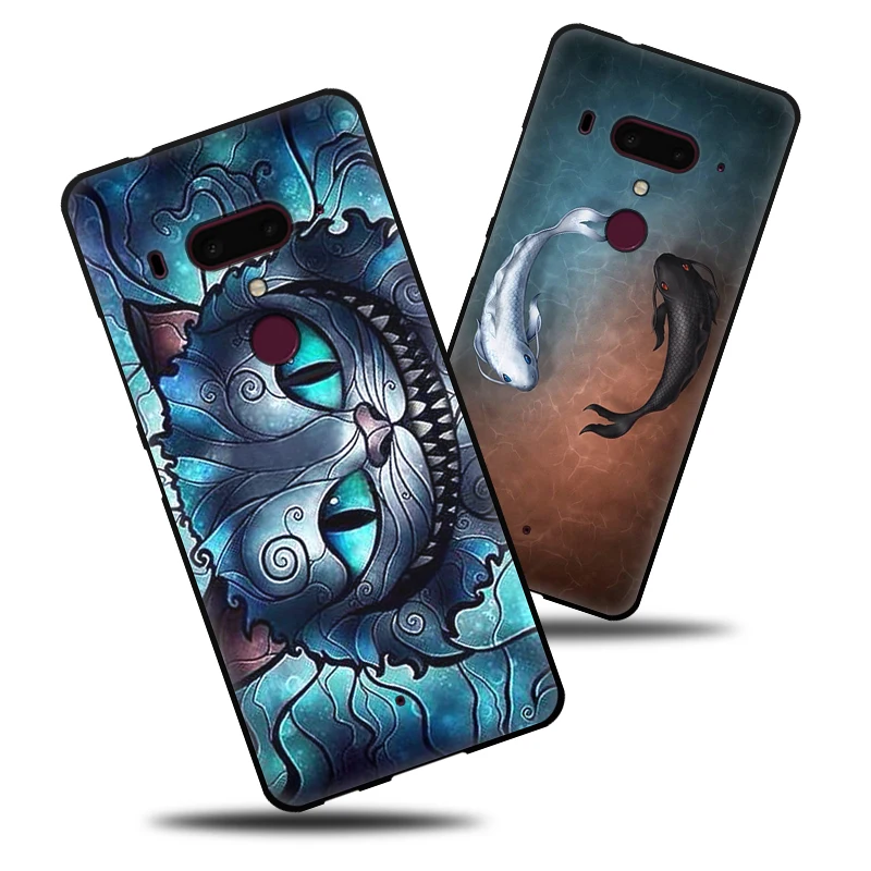 Черный матовый мягкий чехол EiiMoo для HTC U12 Plus s с милым принтом силиконовая задняя