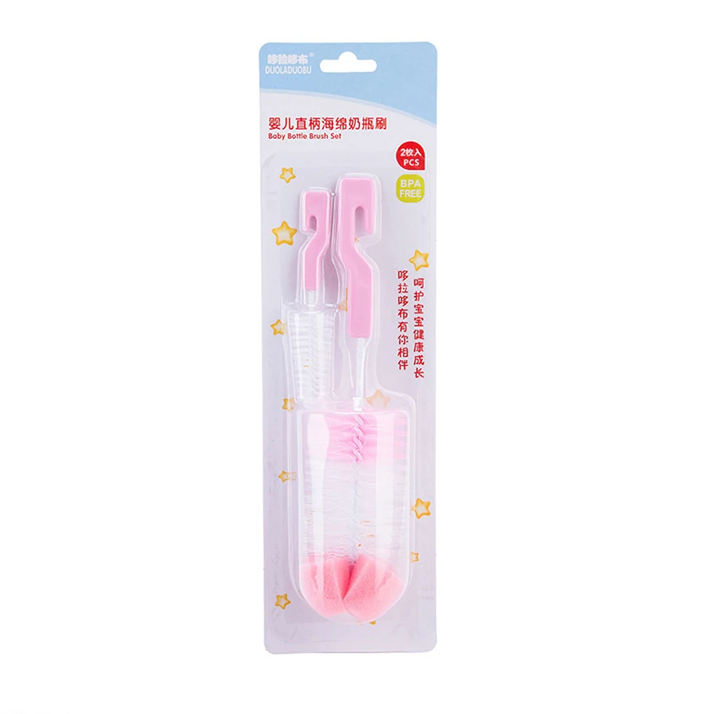 

2pc/set Baby Bottle Brush Nipple Brush 360-degree Rotating Head Cleaning Sponge Cup Brush Kit Milk Feeding Bottle Brush Cleaner