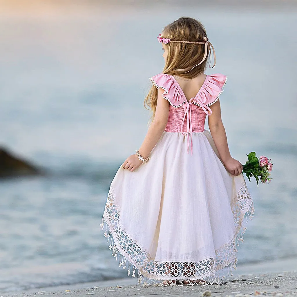 Muqgew/Детские платья для малышей летнее праздничное кружевное платье принцессы с
