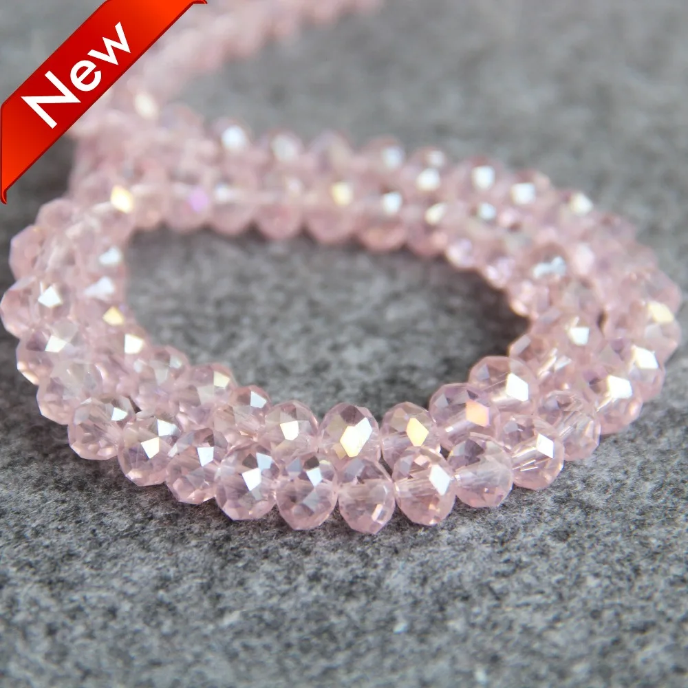 

New For Necklace 6*8mm Faceted Pink AB+ Colorful Glass Crystal Beads Stones Beads Loose 15inch DIY Fashion Jewelry Making Design