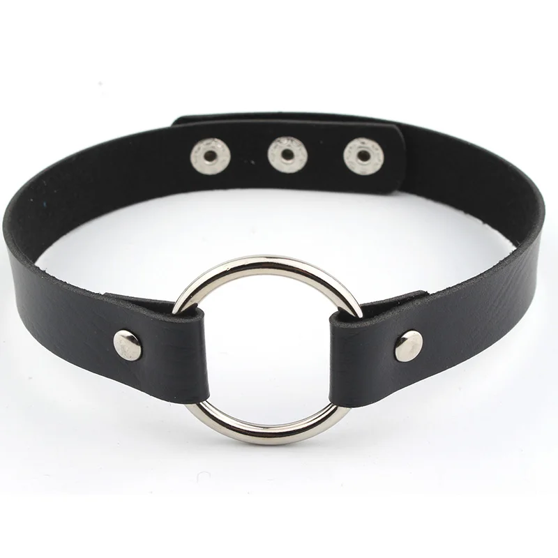 Модные украшения круглый кожаный чокер колье подарок для женщин Девушка ошейник