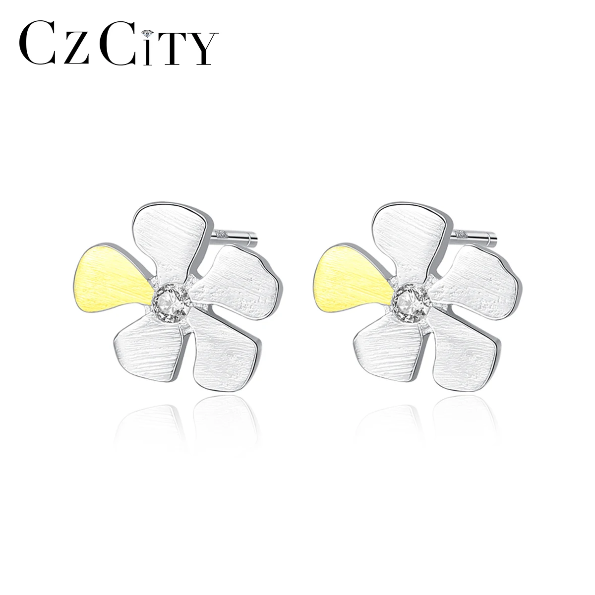 CZCITY кисточки твердая 925 стерлингового серебра серьги гвоздики в форме снежинок