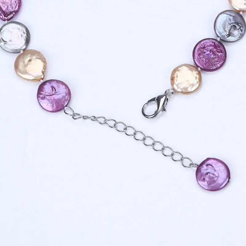 Деликатное 12 мм плоское круглое женское ожерелье цвета шампанского амаранта