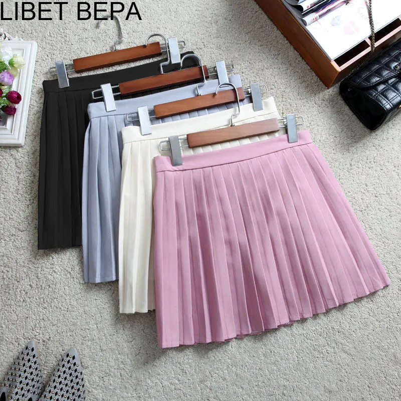 New Arrival 2018 Women Mini Skirt Autumn Spring Pleated Skater Girls Short School Preppy Style High Waist Femininas SK3887 | Женская