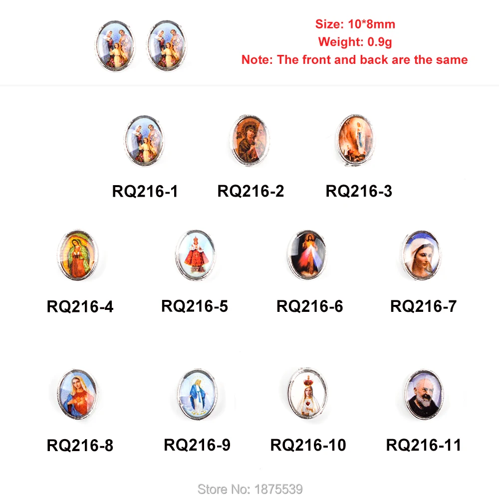 Овальные бусины из сплава Иисус Мэри Фатима Лурдес Гуадалупе цветные
