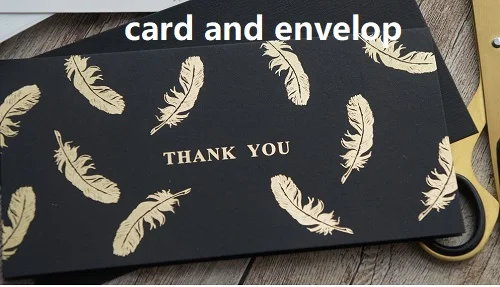 card and envelop 12set black white Gold Theme feather star thank you Card Wedding Birthday Valentine Party Invitation with Envelope Gift Message - Цвет: card and envelop