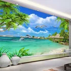 3D обои с изображением кокосового дерева, Морского Пейзажа, природы, гостиной, отеля, Мальдивы, пляжа