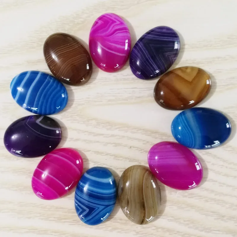 mixed color Модный смешанный полосатый натуральный камень оникс бусины для изготовления ювелирных изделий Шарм 25X18 мм кабошонное кольцо кабины аксессуары 12 шт./лот без отверстия - Цвет: mixed color