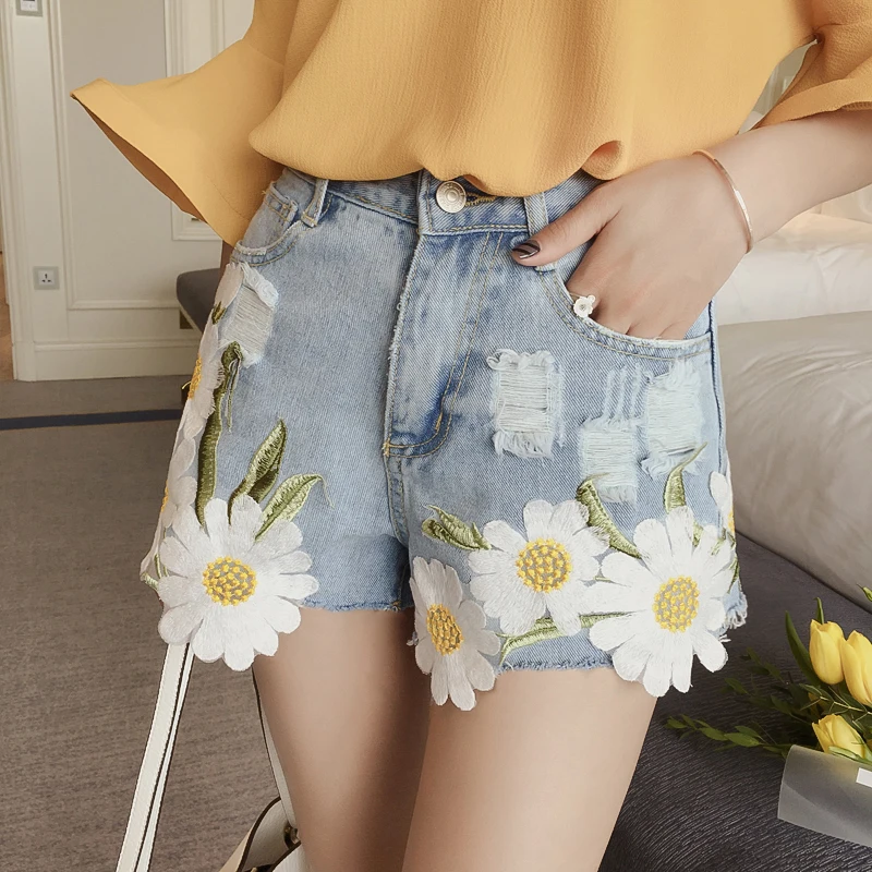 Женские джинсовые шорты с широкими штанинами Свободные повседневные джинсы