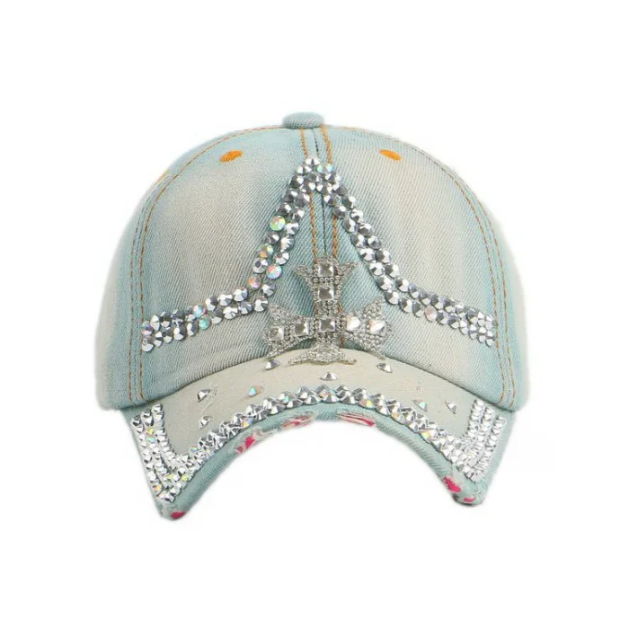 Стиль для девушек и женщин, красивые уличные джинсовые бейсболки в форме короны, роскошные бейсболки, стразы, бейсболки - Цвет: 1