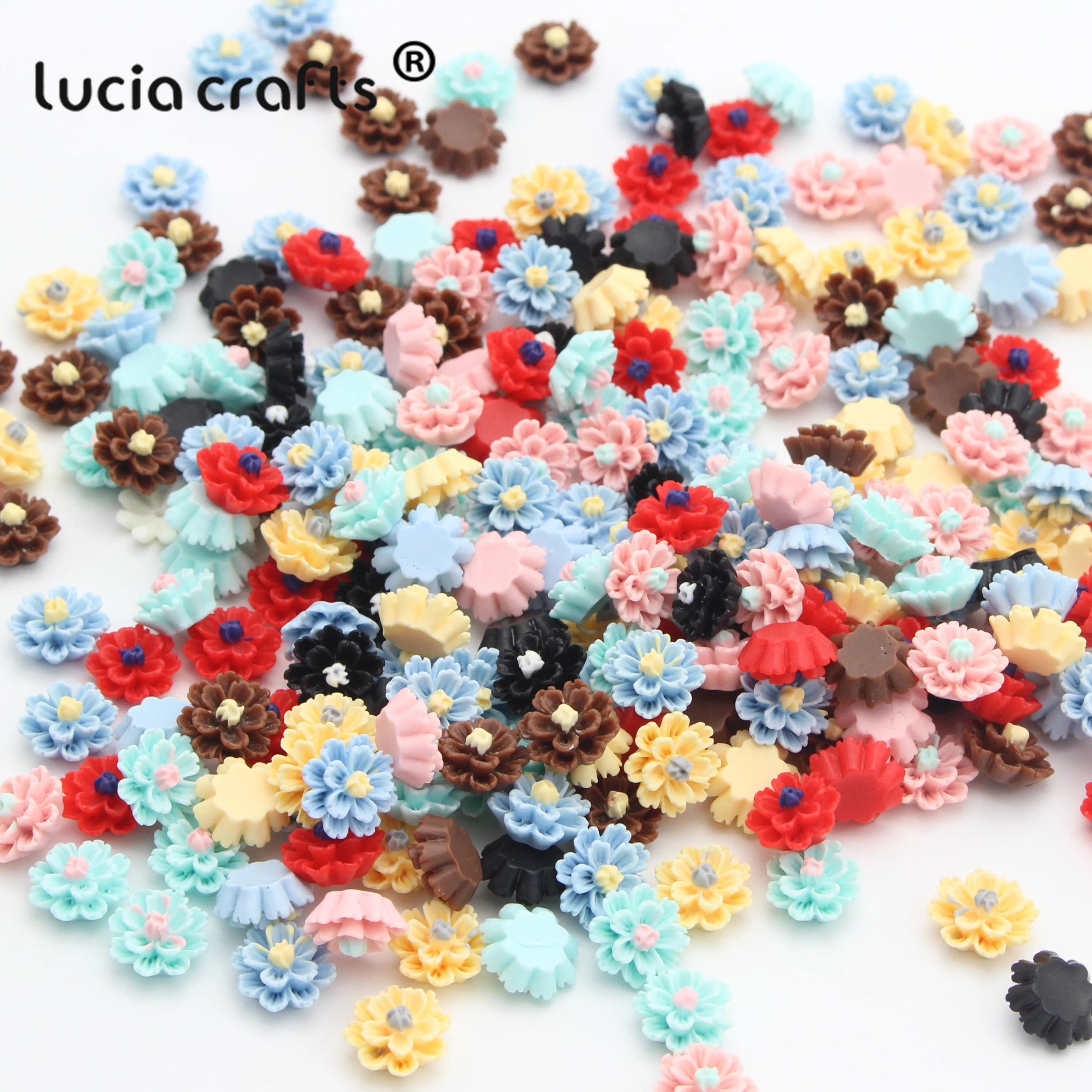 Lucia crafts 50 шт./лот 12 мм многоразовые полимерные цветы с плоской задней стороной DIY