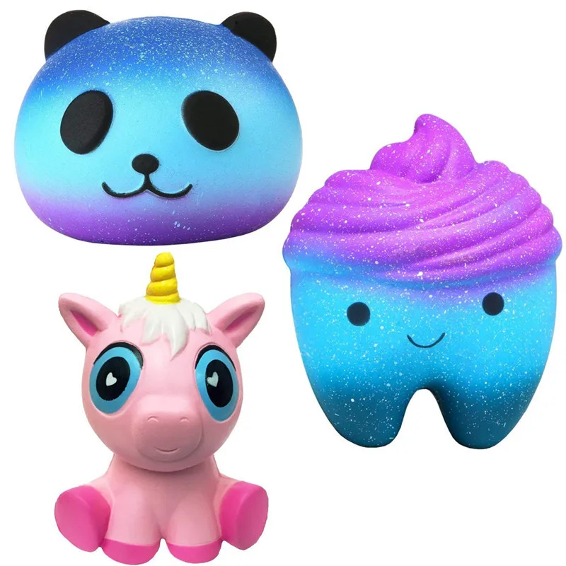 3 шт. большие сжимаемые медленно растущие игрушки ароматизированные Kawai Единорог