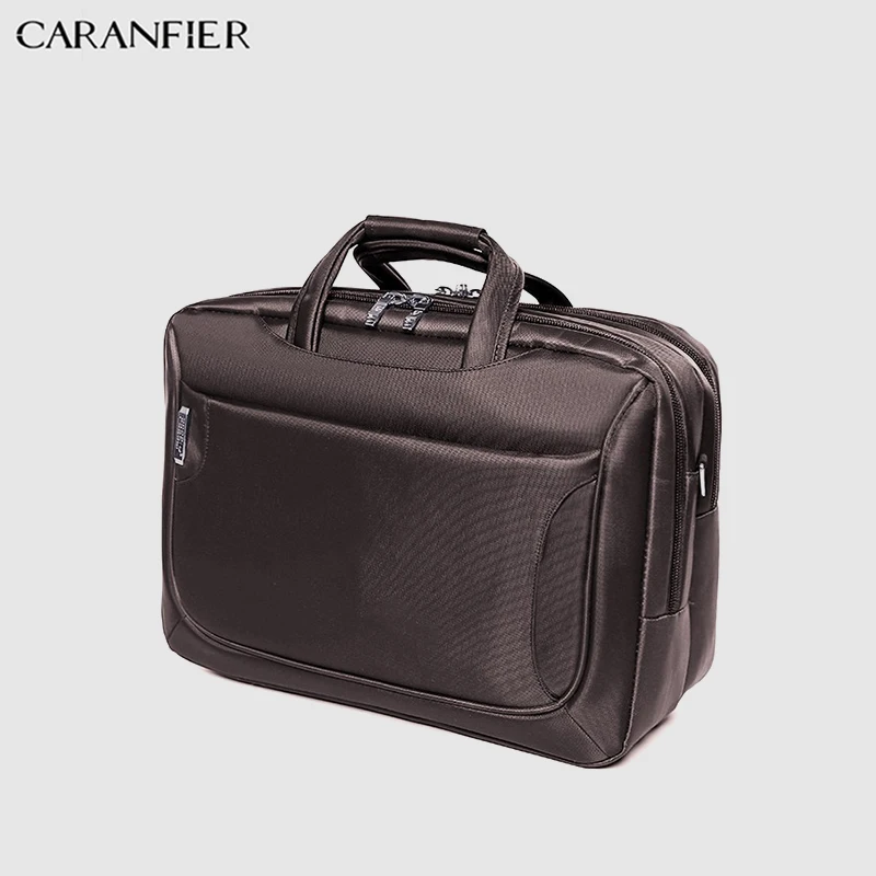 Coffee CARANFIER мужской портфель, деловая сумка-мессенджер, нейлоновая Большая вместительная многофункциональная 14 дюймовая сумка на плечо для ноутбука - Цвет: Coffee