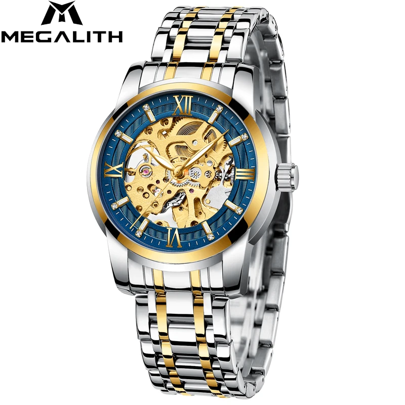 MEGALITH Роскошные бизнес часы для мужчин механические Автоматические турбийоны из