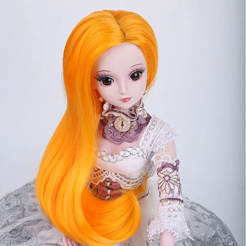 Allaosify серебристо-серый Боб Длинные прямые и кудрявые челки 1/3 1/4 BJD парики высокотемпературное волокно для волос куклы - Цвет: 6