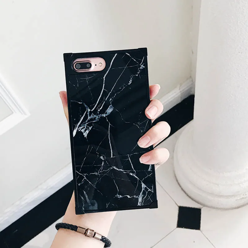 JiBan NEW Glossy Hybrid Marble Stone Pattern Phone Case for iphone 8 6s 6Plus Soft silicon back cover iphone7 7Plus Lady |