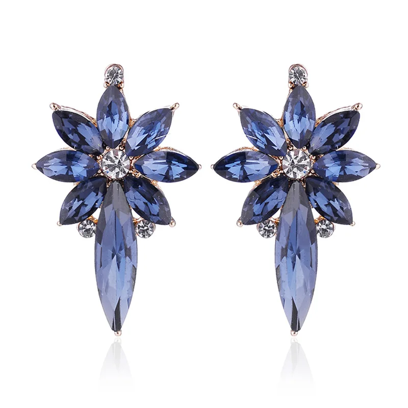 royal blue LUBOV 32 вида геометрические Кристальные серьги для пирсинга с голубым камнем золотые, серебряные, металлические висячие серьги трендовые женские вечерние ювелирные изделия - Окраска металла: royal blue