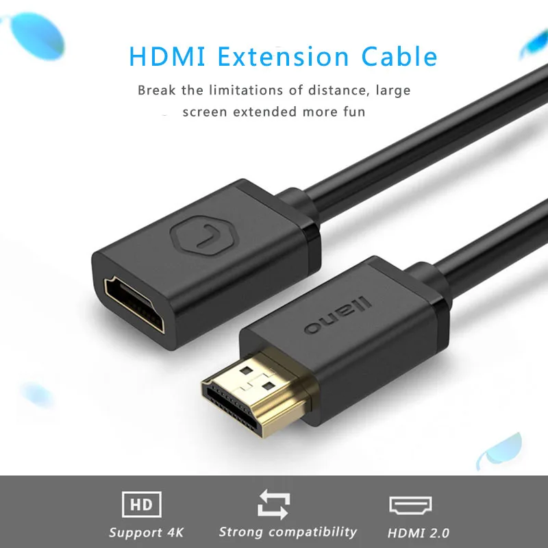 Llano 1,5 м HDMI кабель-удлинитель Быстрый HDMI 2,0 Мужской-Женский удлинитель поддержка HD 4K проектор HDMI Кабель-адаптер