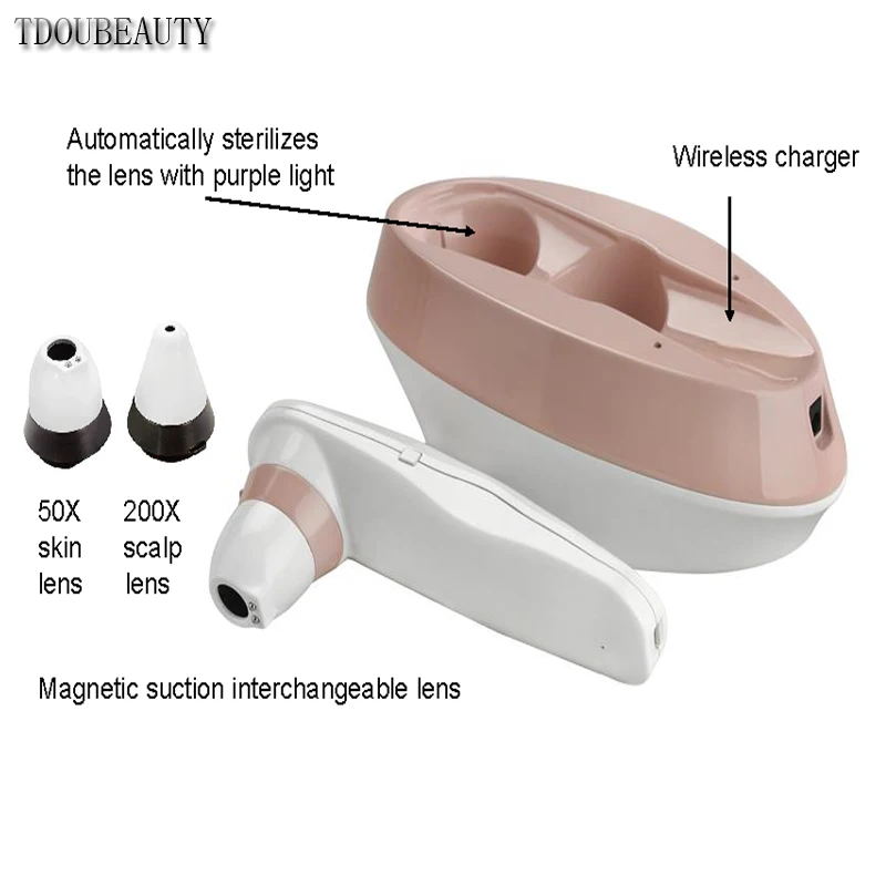 TDOUBEAUTY BM-999 Wireless WI-FI Skin&ampScalp Auto Analyzer Skin Cream For Cuts &amp Burns Charging Technology (Pink) | Красота и