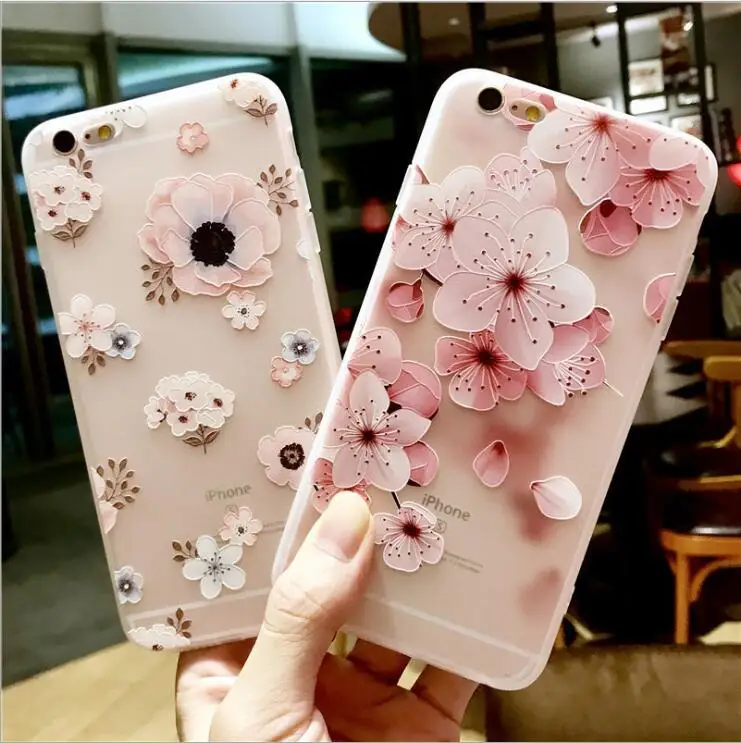 Цветочный силиконовый чехол для телефона iPhone 7 8 Plus XS Max XR розовые цветочные чехлы X