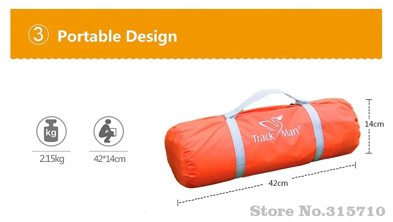 Trackman палатка 2 человек один Спальня двухслойные 3 Сезона Палатка Открытый палатки с алюминиевым стержнем и стержень из стекловолокна