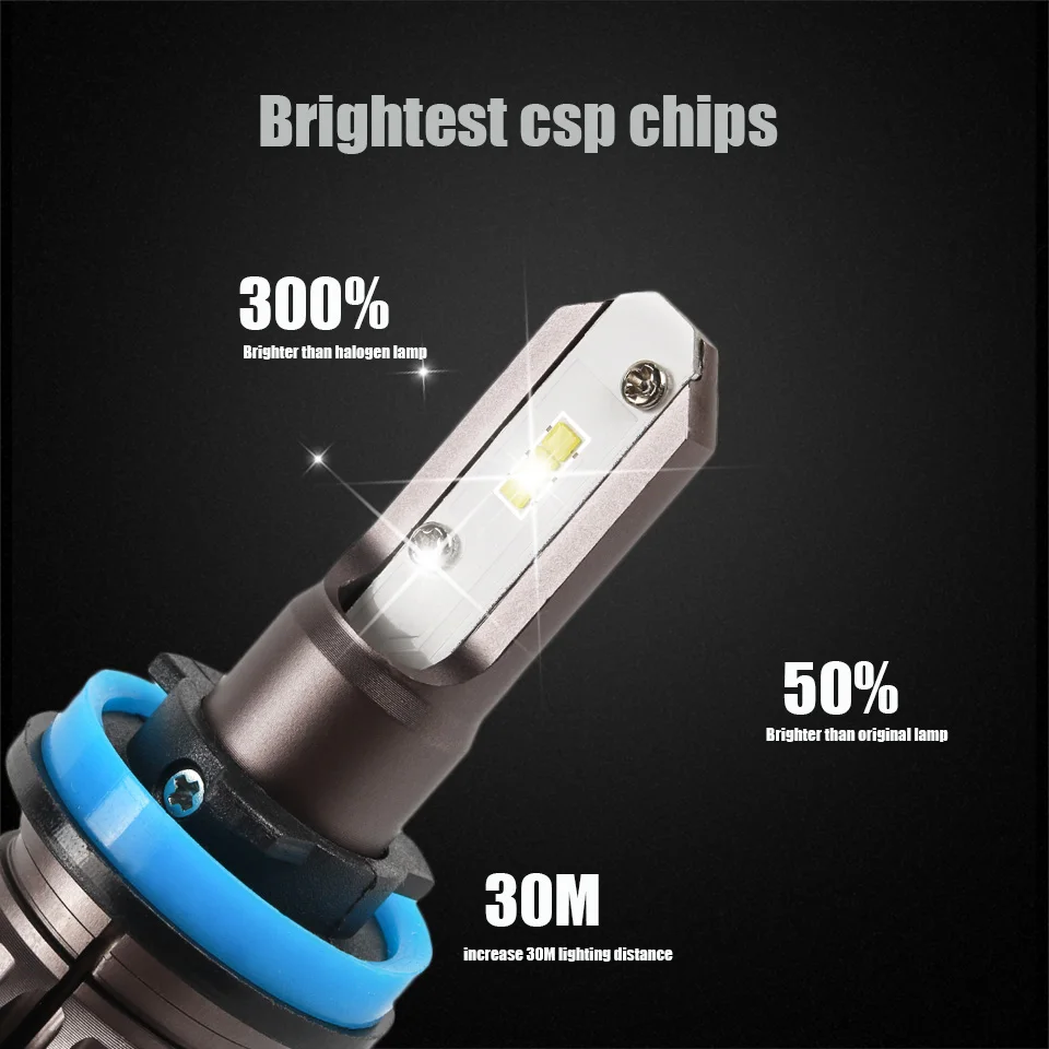 ANMINGPU 2x безвентиляторный 8000LM CSP Led H4 головной светильник лампы H7 светодиодные 9005/HB3