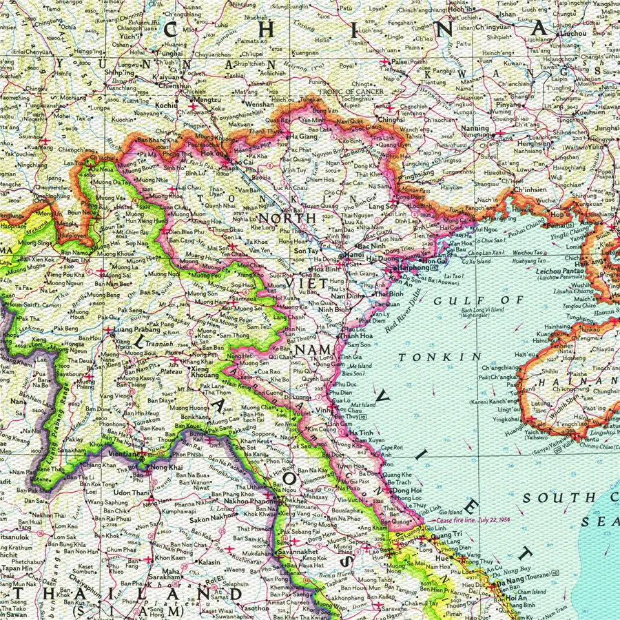 Вьетнам Камбоджа Лаос Восточный Таиланд карта печать стены искусства стикеры школьный офис Домашний декор Классический Холст рисунок