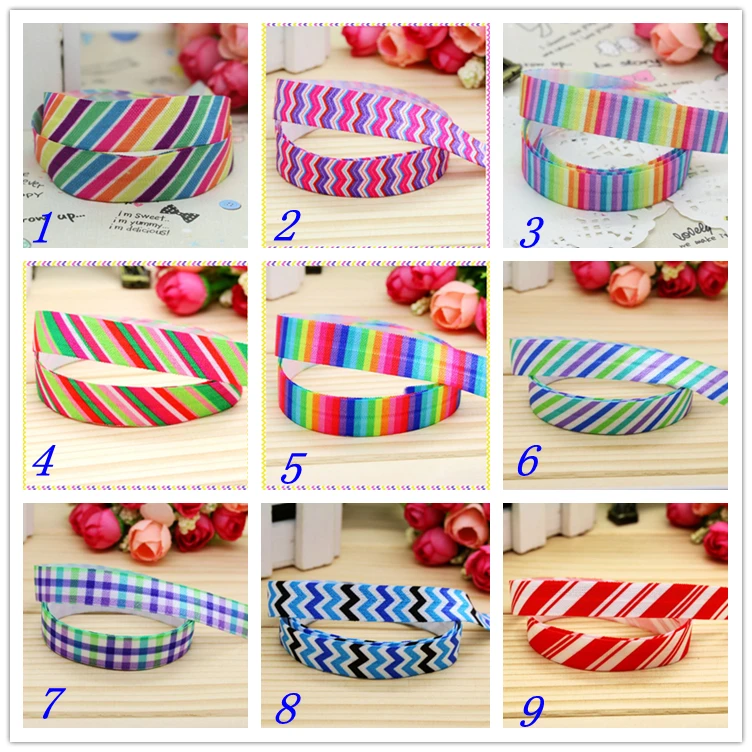 

5/8'' Free shipping Fold Elastic FOE chevron printed headband headwear hairband diy decoration wholesale OEM D121