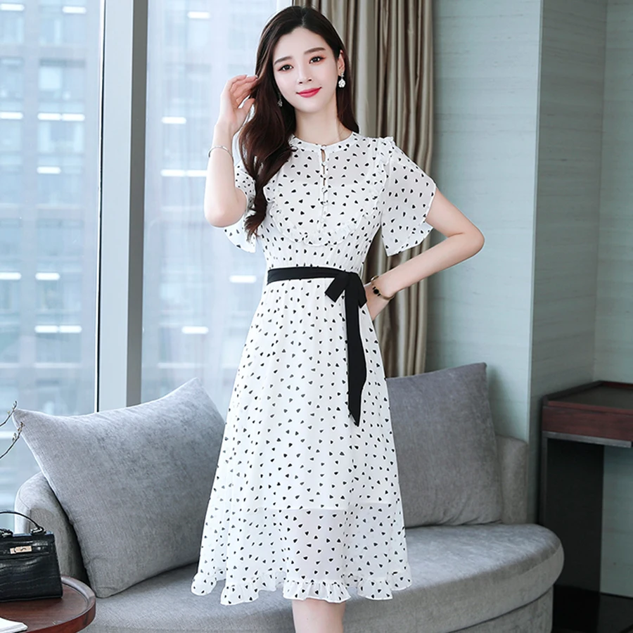 2019 шифоновые платья миди в белый горошек из двух частей летние винтажные пляжные
