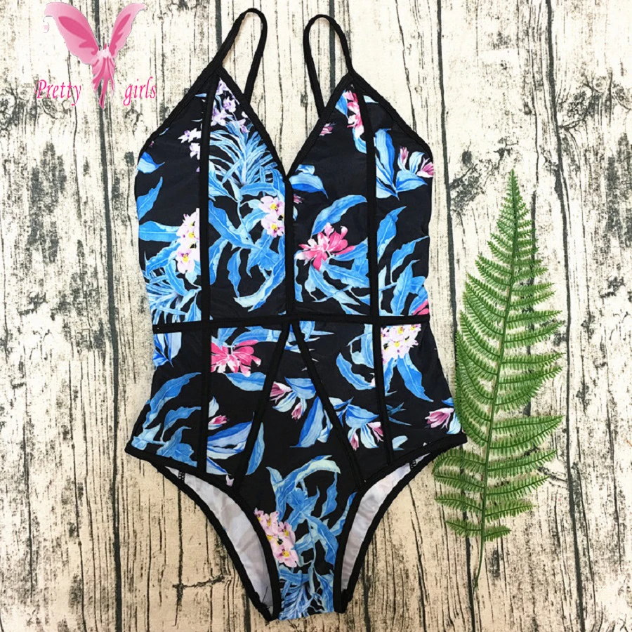 

Kophia Monokini Swimsuit 2018 Sexy One Piece Swimsuit Women Swimwear Floral Print Bodysuit Beach Wear Bathing Suit