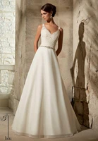 white wedding dress fashion backless v neck sling beaded organza bridal dress simple plus wedding dress stock size 4 20w