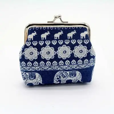 Navy Folk-custom Coin Purse New Women Retro Small Wallet Lady Vintage Flower Clutch Bag Good Floral Gift Bags Retro - Цвет: Navy