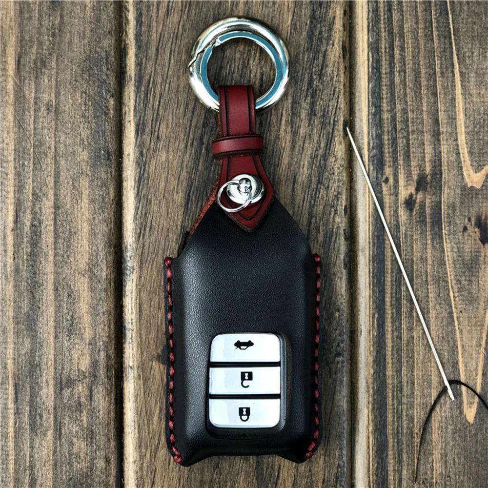 Кожаный чехол для ключей автомобиля, чехол для Honda Fit Crider Elysion Civic, ручная швейная сумка для ключей, аксессуары, двойное кольцо