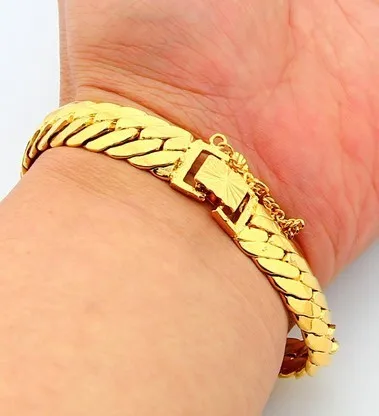 24K золотые браслеты-цепочки ювелирные изделия Srebrna bransoletka pulsera de plata