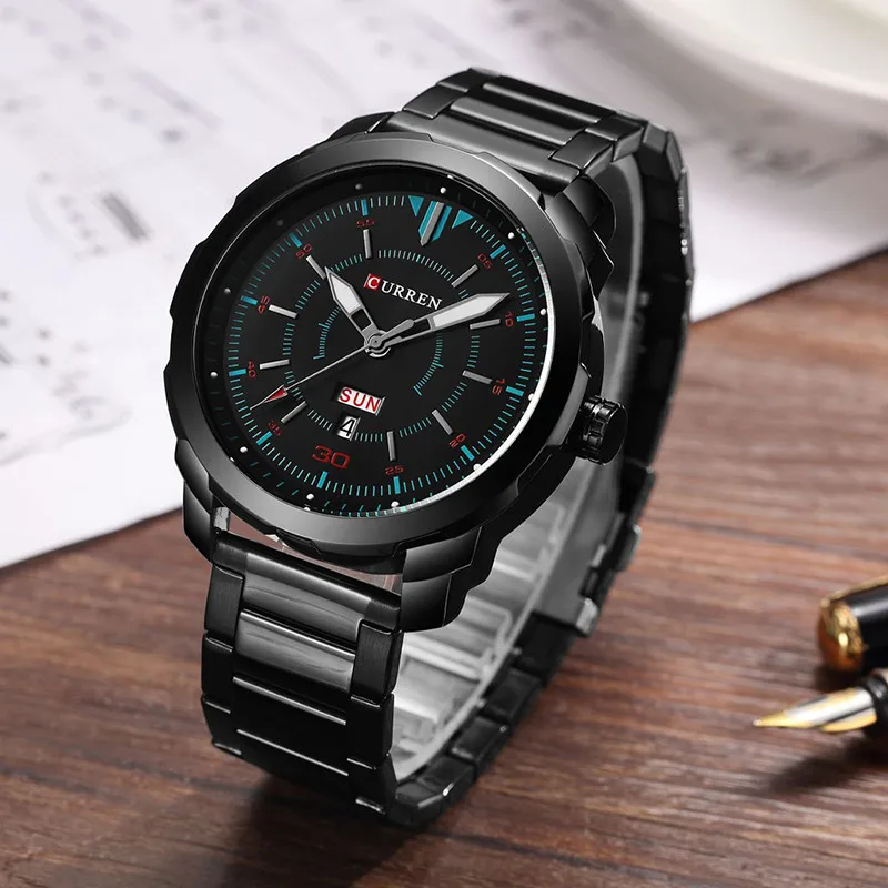 Curren 8266 Мужские кварцевые часы мужские брендовые роскошные черные
