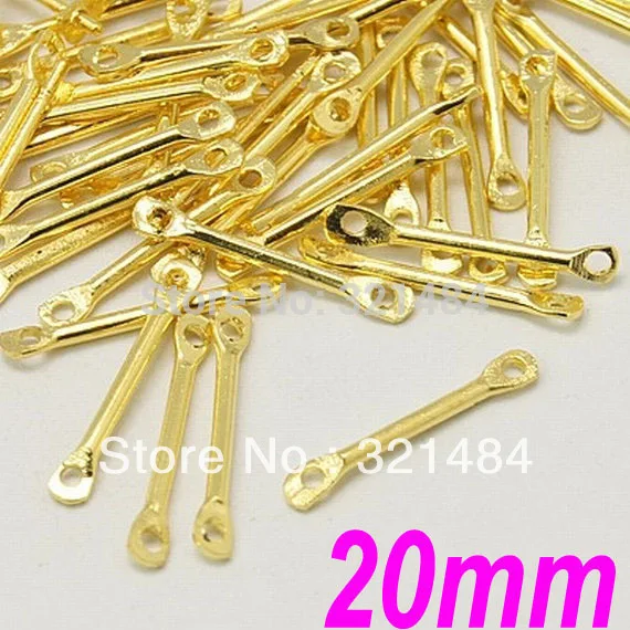 1500pcs 20mm Gold Plated Tone Metal Straight Bar Link Connectors tube spacer jewelry findings accessories