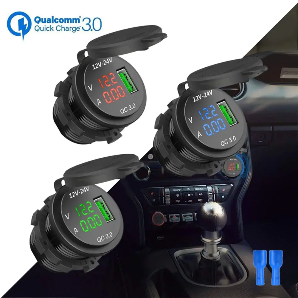 Универсальный 5 В/3 А QC 3,0 USB Автомобильное зарядное устройство адаптер Вольтметр Амперметр для мобильного телефона цифровой дисплей прикуриватель