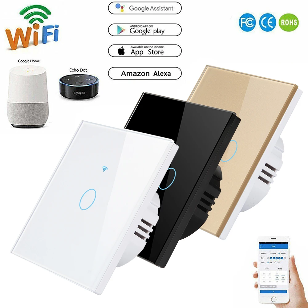 Умный настенный выключатель для освещения ЕС Wi Fi диммер мобильное приложение