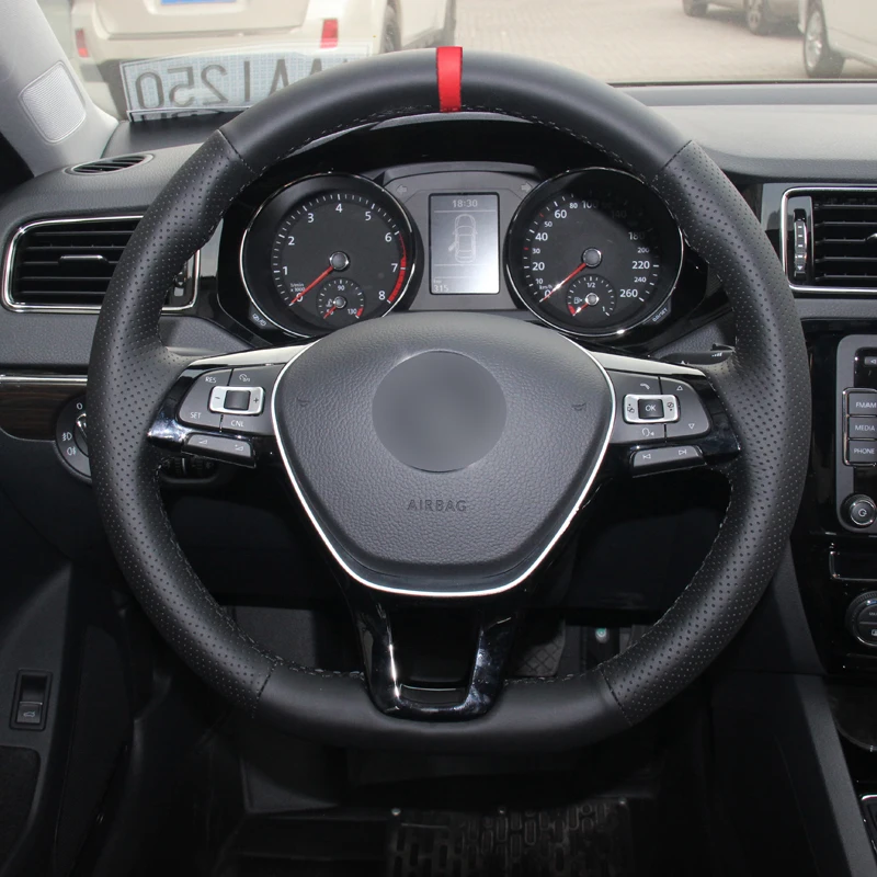 Ручной швейный чехол рулевого колеса автомобиля Volant для Volkswagen VW Golf 7 Mk7 Polo Jetta Passat B8 Tiguan Sharan Touran нескользящий
