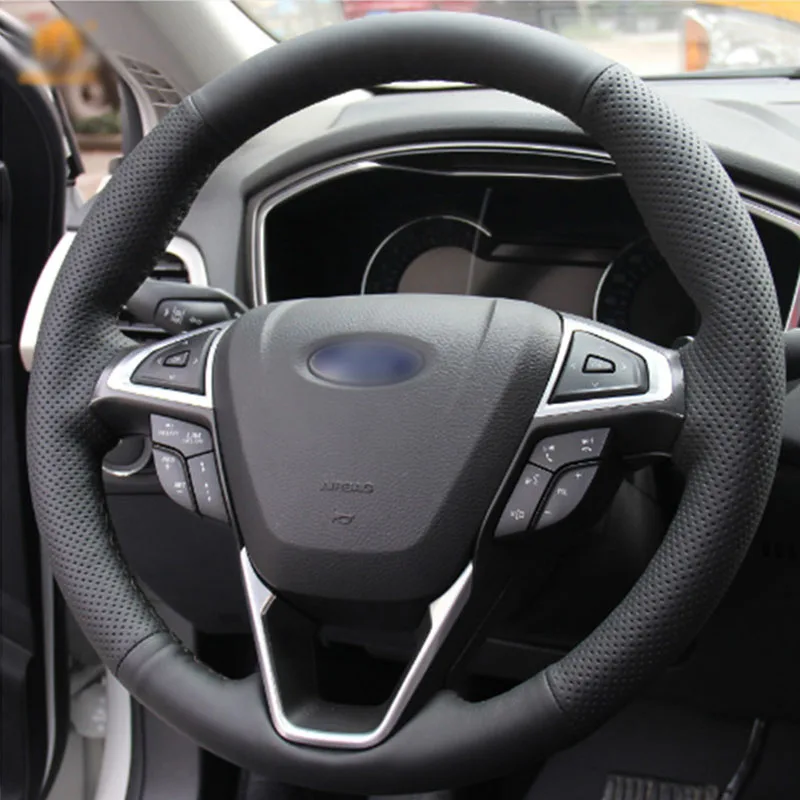 DIY швейная крышка рулевого колеса из искусственной кожи для Ford Fusion Mondeo 2013-2014 Edge