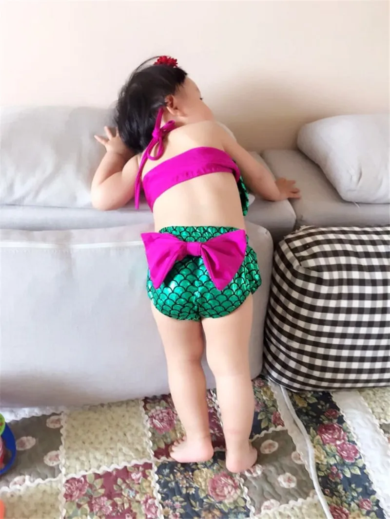 Нарядный купальник Русалочки для маленьких девочек наборы Бикини Лето пляжная